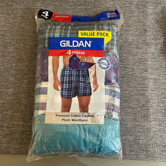 NWT Gildan Plaid Printed Men’s Boxers 2XL 4 pack New still in package. XXL - Picture 1 of 5